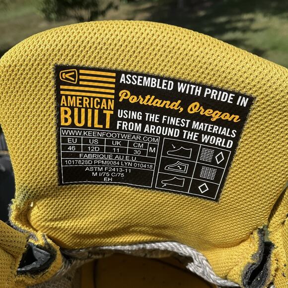 KEEN Utility Work Boots Men 12 Steel Toe Waterproof Gray Yellow EH ASTM USA made main image 4